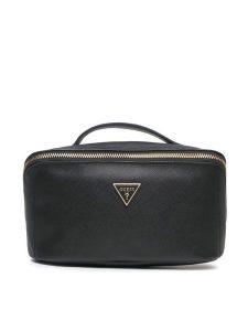 Guess Kosmetyczka PW1604 P3401 Czarny. Czarne kosmetyczki Guess, z aplikacjami, ze skóry, bez dodatków. Za 219,99 zł.