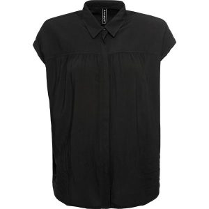 Bluzka oversized z krótkim rękawem. Czarne bluzki bonprix, bez wzorów, bez kołnierzyka, bez ramiączek. Za 97,99 zł.