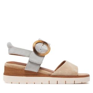 Sandały Tamaris. Brązowe sandały Tamaris, bez wzorów, bez obcasa, na koturnie, bez zapięcia. Za 189,99 zł.