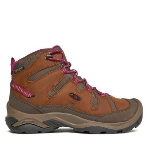 Trekkingi Keen. Brązowe buty sportowe Keen, bez wzorów, bez zapięcia, trekkingowe. Za 399,99 zł.