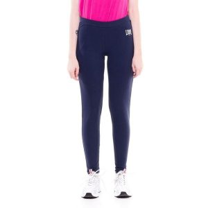 Legginsy damskie basic z małym logo. Niebieskie legginsy LEONE 1947 APPAREL, bez wzorów, z tkaniny. W wyprzedaży za 83,85 zł.