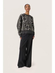 Soaked in Luxury Sweter w kolorze antracytowo-kremowym rozmiar: S. Czarne swetry oversize Soaked in Luxury, s, bez wzorów, z wełny, bez ramiączek. Za 149,31 zł.