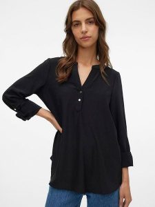 Vero Moda Bluzka w kolorze czarnym rozmiar: XS. Czarne bluzki Vero Moda, xs, bez wzorów, z wiskozy, bez kołnierzyka, bez ramiączek. Za 35,10 zł.