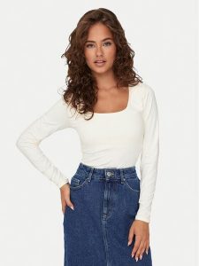 ONLY Bluzka Lea 15302647 Biały Slim Fit. Białe bluzki ONLY, xl, bez wzorów, z syntetyku, bez kołnierzyka, bez ramiączek. Za 79,99 zł.