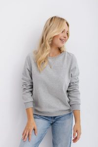 BLUZA LENA SZARY MELANŻ L - Flawless. Szare bluzy Flawless, l, bez wzorów, z bawełny, bez kaptura. Za 296,00 zł.