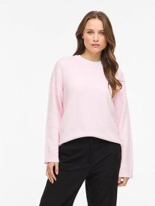 Vila Sweter "Viliga" w kolorze jasnoróżowym rozmiar: XL. Różowe swetry oversize Vila, s, bez wzorów, z materiału, bez ramiączek. Za 88,23 zł.