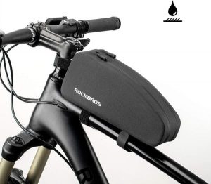 Wodoodporna torba na ramę rowerową. Czarne torby podróżne i sportowe ROCKBROS, bez wzorów, z materiału, na ramię. Za 119,20 zł.