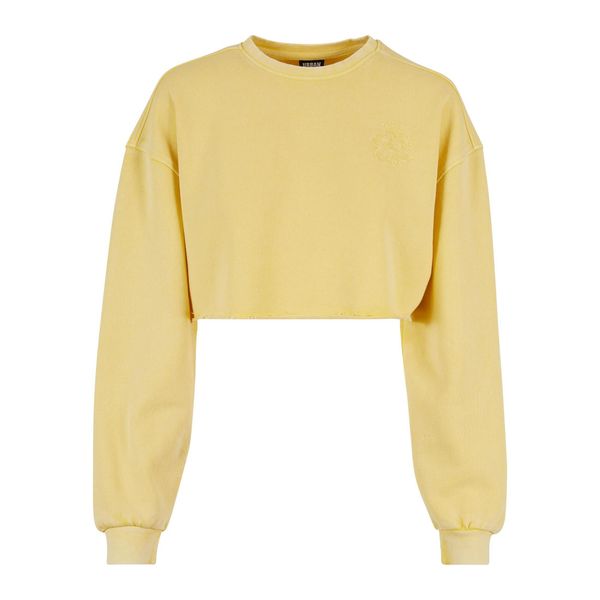 Bluza crop haftowane z kwiatami duże rozmiary dla kobiet Urban Classics. Żółte bluzy Urban Classics, bez wzorów, bez kaptura. Za 229,00 zł.