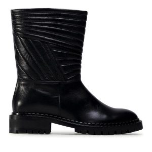 Botki Eva Minge. Czarne botki Eva Minge, bez wzorów, bez obcasa, na płaskiej podeszwie, bez zapięcia. Za 379,99 zł.