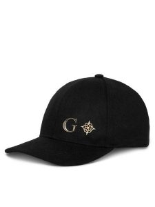 Guess Czapka z daszkiem AW5471 POL01 Czarny. Czarne czapki Guess, z aplikacjami, z wełny. Za 132,99 zł.