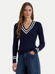 LAUREN RALPH LAUREN Sweter 200B22020002 Granatowy Relaxed Fit. Niebieskie swetry klasyczne Lauren Ralph Lauren, m, z bawełny, bez kołnierzyka. Za 579,99 zł.
