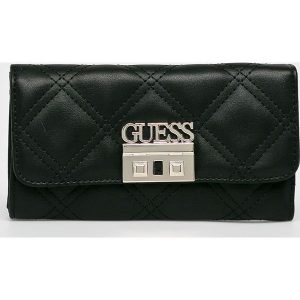 Guess Jeans - Portfel. Czarne portfele marki Guess Jeans, z aplikacjami, z jeansu. Za 279,90 zł.