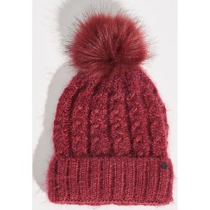 Czapka z pomponem - Bordowy. Czapki marki Sinsay. W wyprzedaży za 7,99 zł.