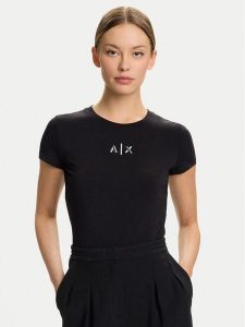 Armani Exchange T-Shirt XW001382 AF16294 UC001 Czarny Slim Fit. Czarne t-shirty Armani Exchange, xxl, bez wzorów, z bawełny, bez kołnierzyka, bez ramiączek. Za 239,99 zł.