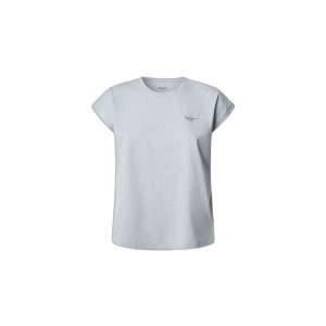 Koszulka damska Pepe Jeans Blooma. Niebieskie bluzki Pepe Jeans, bez wzorów, z jeansu, bez kołnierzyka, bez ramiączek. Za 107,50 zł.