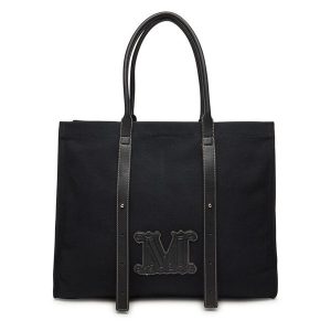 Torebka Max Mara Beachwear. Czarne shopper bag Max Mara Beachwear, bez wzorów, bez dodatków. Za 539,99 zł.