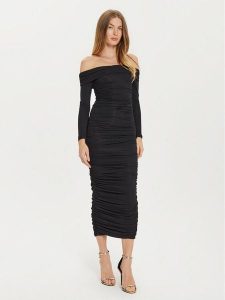 Bardot Sukienka koktajlowa Arike 59445DB Czarny Slim Fit. Czarne sukienki Bardot, bez wzorów, z syntetyku, wizytowe, bez kołnierzyka, bez ramiączek. Za 369,99 zł.