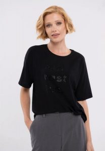 T-shirt z napisem, Comfort Fit, T-FANTASTICO. Czarne t-shirty Volcano, m, bez wzorów, z bawełny, bez kołnierzyka, bez ramiączek. Za 59,99 zł.