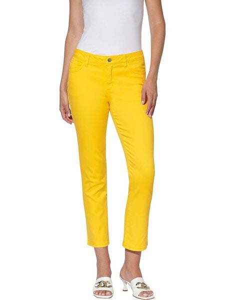 Heine Dżinsy - Slim fit - w kolorze złotym rozmiar: 44. Żółte jeansy Heine, bez wzorów, z podwyższonym stanem. Za 82,64 zł.