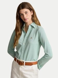 Polo Ralph Lauren Koszula 211924258009 Zielony Slim Fit. Zielone koszule Polo Ralph Lauren, xs, bez wzorów, z bawełny, bez kołnierzyka, bez ramiączek. Za 409,99 zł.