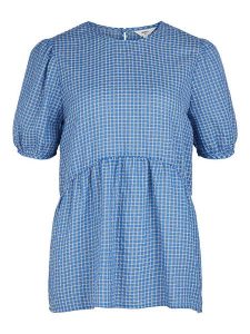 Object Bluzka "Evelyn" w kolorze niebieskim rozmiar: 34. Niebieskie bluzki Object, bez wzorów, bez kołnierzyka, bez ramiączek. Za 32,90 zł.