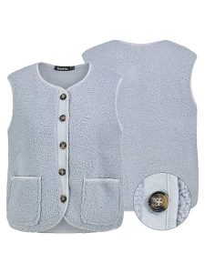 Sublevel Kamizelka pluszowa w kolorze błękitnym rozmiar: M/L. Niebieskie kamizelki Sublevel, l, bez wzorów, bez kołnierzyka, bez ramiączek, bez kaptura. Za 218,57 zł.