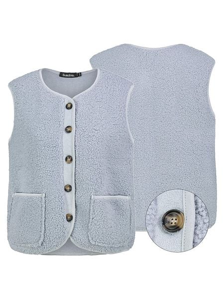 Sublevel Kamizelka pluszowa w kolorze błękitnym rozmiar: S/M. Niebieskie kamizelki Sublevel, m, bez wzorów, bez kołnierzyka, bez ramiączek, bez kaptura. Za 170,47 zł.