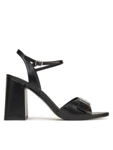 Calvin Klein Sandały Heel Sandal 85 W/Ck Hw - Lth HW0HW02485 Czarny. Czarne sandały Calvin Klein, bez wzorów, ze skóry, bez obcasa, na słupku, bez zapięcia. Za 449,99 zł.