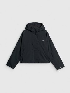 4F Kurtka przejściowa damska - czarna L. Czarne kurtki 4f, l, bez wzorów, z materiału, bez kaptura. Za 349,99 zł.