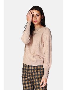 ASSUILI Sweter w kolorze beżowym rozmiar: 36. Brązowe swetry oversize Assuili, bez wzorów, bez ramiączek. Za 113,90 zł.