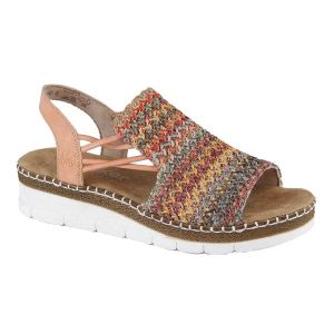 Szydełkowe Sandały Damskie. Czarne buty trekkingowe Rieker, bez zapięcia. Za 538,99 zł.