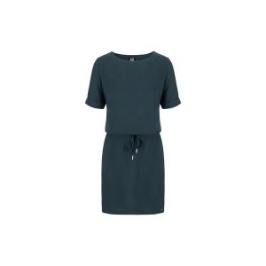 Damska sukienka pętelkowa Nyxie niebieska. Czarne sukienki LOOP, xs, bez wzorów, z wiskozy, eleganckie, bez kołnierzyka, bez ramiączek, sportowe. Za 197,99 zł.