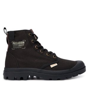 Trapery Palladium. Czarne buty zimowe Palladium, bez obcasa, bez zapięcia. Za 319,99 zł.