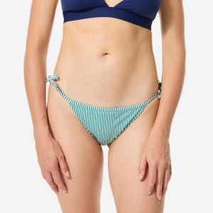 Dół kostiumu kąpielowego damski Decathlon Sandy. Zielone bikini OLAIAN, bez wzorów, z elastanu. Za 44,99 zł.
