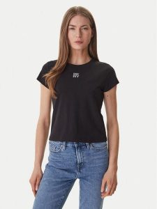 DKNY T-Shirt DJ6T1740 Czarny Regular Fit. Czarne t-shirty DKNY, m, bez wzorów, z bawełny, bez kołnierzyka, bez ramiączek. Za 179,99 zł.