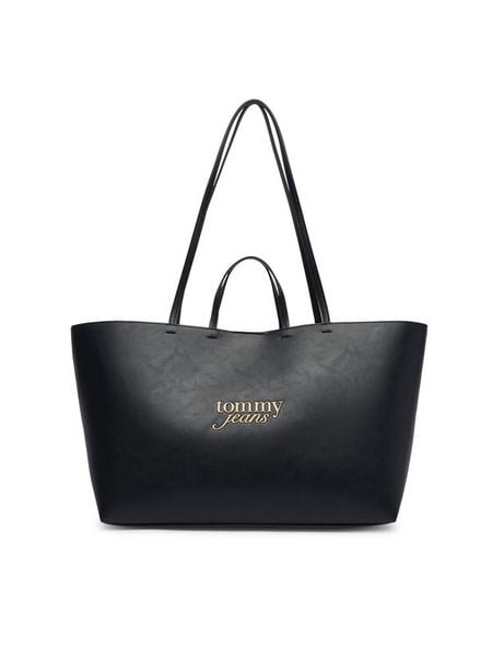 Tommy Jeans Torebka Tjw Must Tote AW0AW19051 Czarny. Czarne shopper bag Tommy Jeans, bez wzorów, z jeansu, bez dodatków. Za 363,99 zł.