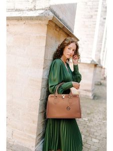 Lia Biassoni Skórzana torebka "Nure" w kolorze jasnobrązowym - 36 x 28 x 18 cm rozmiar: onesize. Brązowe torebki klasyczne Lia Biassoni, bez wzorów, z materiału, przez ramię, bez dodatków. Za 304,99 zł.