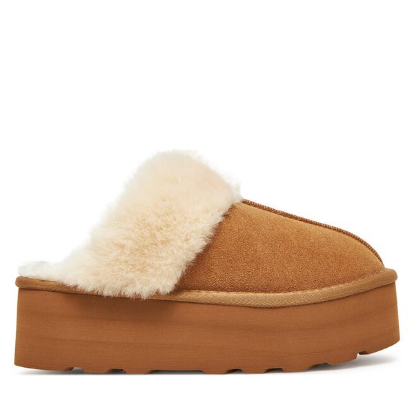 Kapcie DeeZee. Brązowe kapcie DeeZee, bez wzorów. Za 199,99 zł.