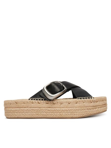 Calvin Klein Espadryle Flatf Espadrill Cross Lth Hdw HW0HW02892 Czarny. Czarne espadryle Calvin Klein, bez wzorów, ze skóry, bez obcasa. Za 489,99 zł.