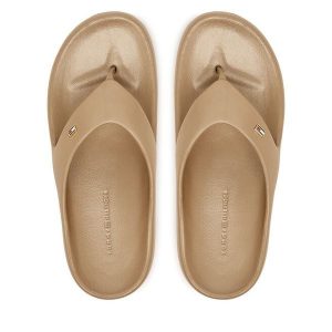 Japonki Tommy Hilfiger. Brązowe klapki TOMMY HILFIGER, bez wzorów, bez obcasa. Za 189,99 zł.