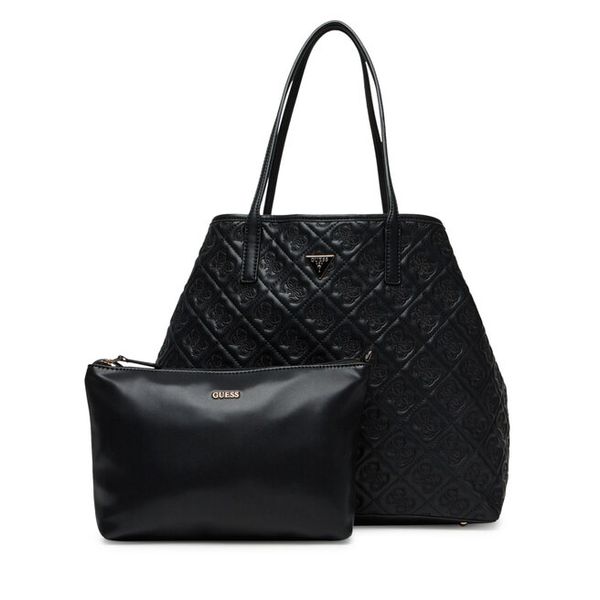 Torebka Guess. Czarne shopper bag Guess, z aplikacjami, bez dodatków. Za 479,99 zł.