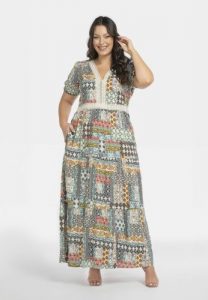 Sukienka długa letnia boho maxi FLORA niebieski druk z beżową koronką. Brązowe sukienki KARKO, na co dzień, na lato, plus size, bez wzorów, z bawełny, boho, bez kołnierzyka, plus size, bez ramiączek, maxi. Za 549,50 zł.