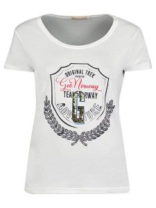 Geographical Norway Koszulka "Jirondelle" w kolorze białym rozmiar: XXL. Białe bluzki Geographical Norway, xxl, bez wzorów, bez kołnierzyka, bez ramiączek. Za 57,06 zł.