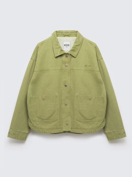 Kurtka damska o twillowym splocie zielona Mbali 301. Zielone kurtki Big Star, l, bez wzorów, z bawełny, bez kaptura. Za 299,99 zł.