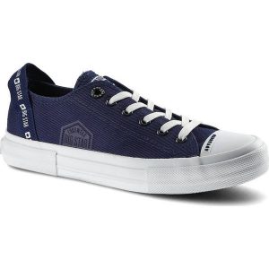 Granatowe Trampki Big Star Damskie Lekkie Półbuty. Niebieskie półbuty Big Star, bez wzorów, z dresówki, bez obcasa, na płaskiej podeszwie, bez zapięcia. Za 79,99 zł.