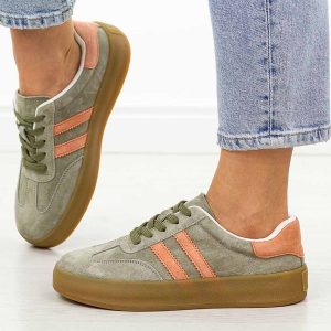 Khaki skórzane półbuty damskie Filippo Dp6764/25. Brązowe półbuty Filippo, na jesień, bez wzorów, z jeansu, bez obcasa, na płaskiej podeszwie, bez zapięcia. Za 219,00 zł.
