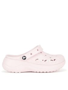 Crocs Klapki BAYA PLATFORM CLOG 208186-6PI Różowy. Czerwone klapki Crocs, bez wzorów, z materiału, bez obcasa. Za 249,99 zł.