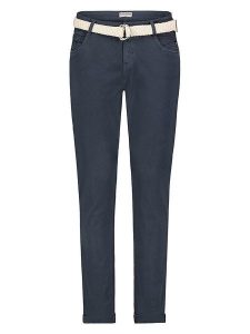 Stitch & Soul Spodnie chino w kolorze granatowym rozmiar: XS. Niebieskie chinosy Stitch & Soul, z aplikacjami, ze skóry. Za 65,85 zł.