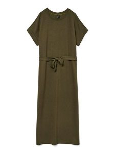 ONLY Sukienka w kolorze khaki rozmiar: XL. Brązowe sukienki ONLY, na co dzień, xl, bez wzorów, z tkaniny, bez kołnierzyka, bez ramiączek, midi, proste. Za 87,81 zł.