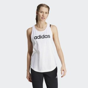 LOUNGEWEAR Essentials Loose Logo Tank Top. Białe topy ADIDAS, xs, bez wzorów, sportowe, bez kołnierzyka, bez ramiączek. Za 99,95 zł.